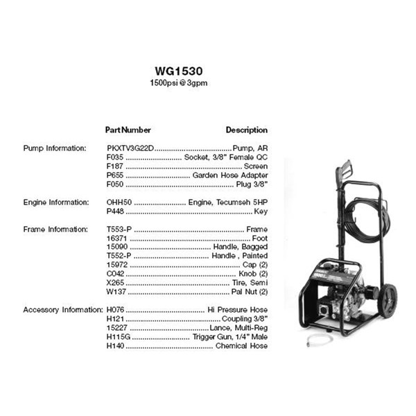 DEVILBISS, WG1530 Pressure Washer