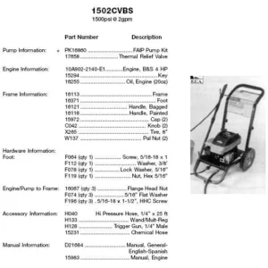 DEVILBISS 1502CVBS-1 Pressure Washer - Equipment Model Image