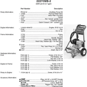 DEVILBISS Pressure Washer 2227CWB-2 - Model Identification Image
