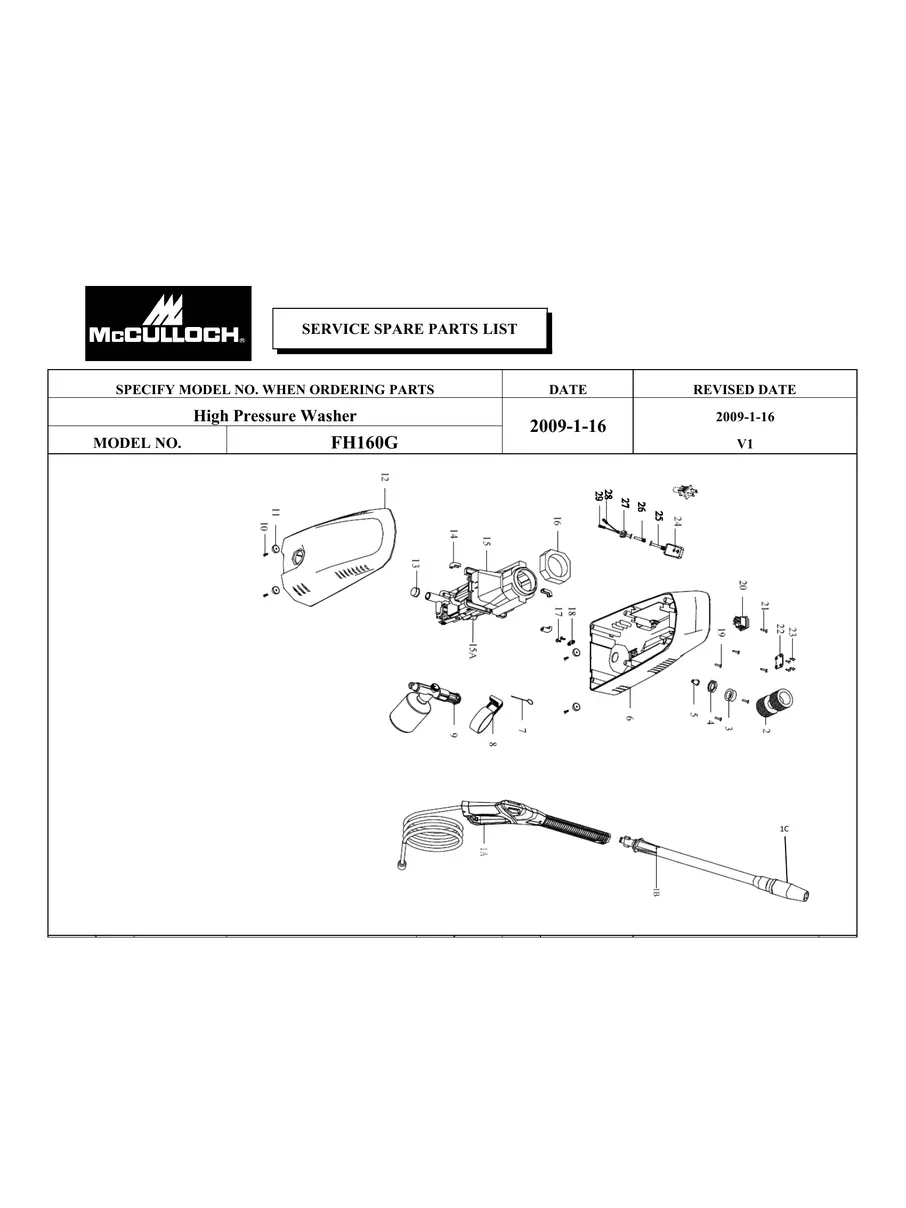 MCCULLOCH, FH160G, IPL.1