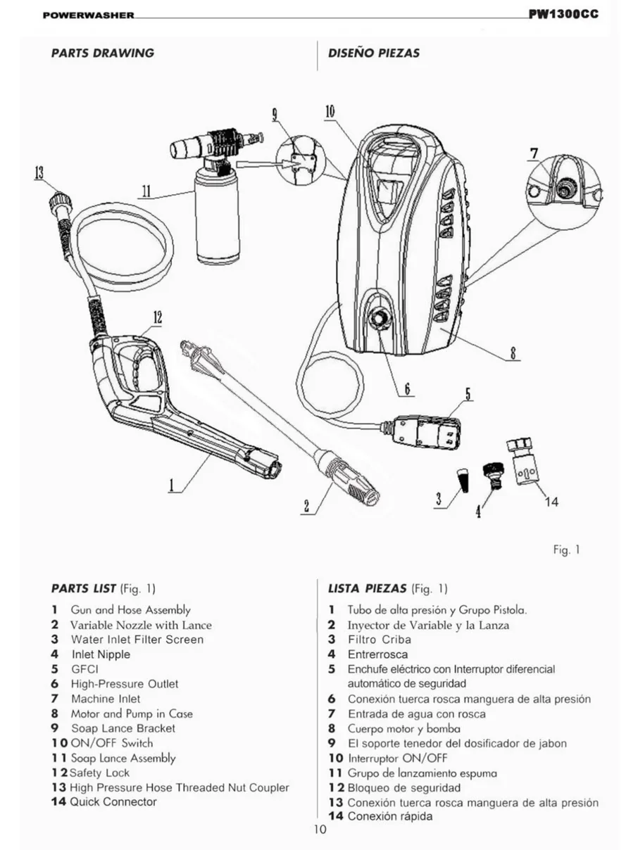 POWERWASHER, PW1300CC, IPL.10